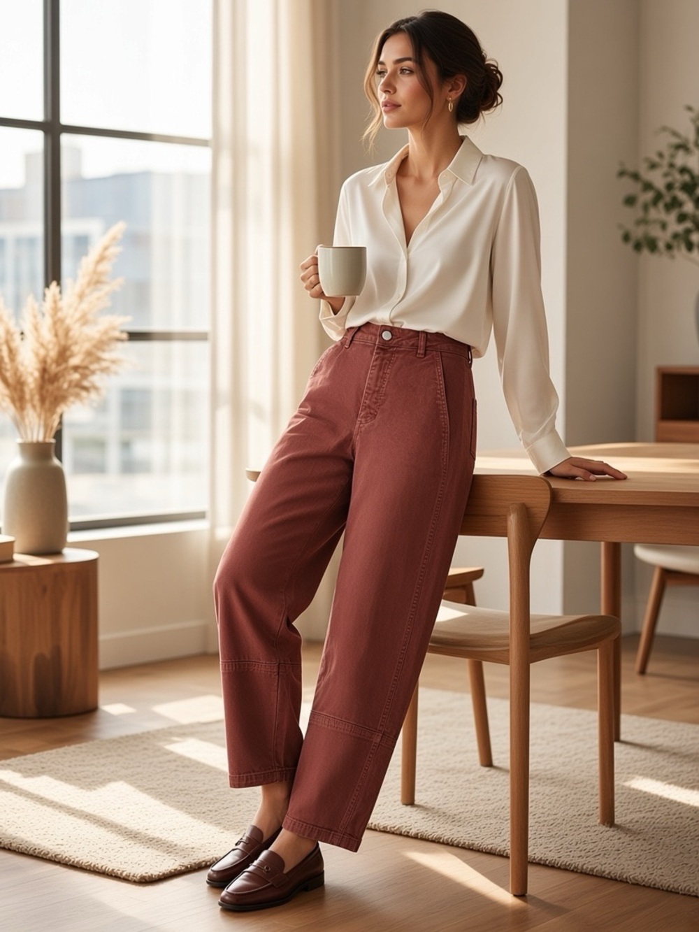 Everlane Rust Brown Terracotta High Rise Tapered Crop Utility Chino Pants Size 6